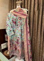 Cotton Sky Blue Traditional Wear Printed Readymade Pakistani Suit